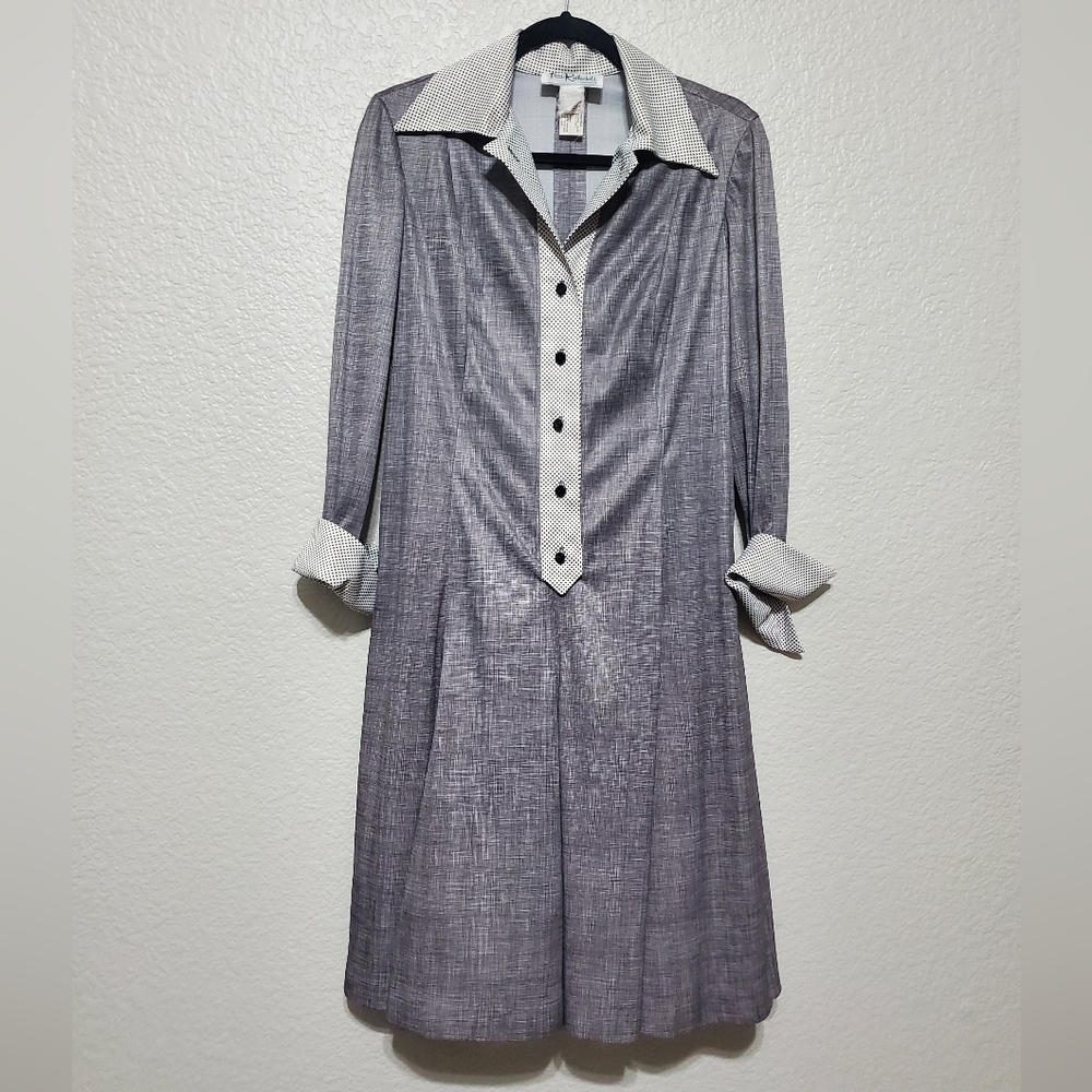VTG 50's Fred Rothschild Gray Heathered Collared Dress Button Up Women's Large